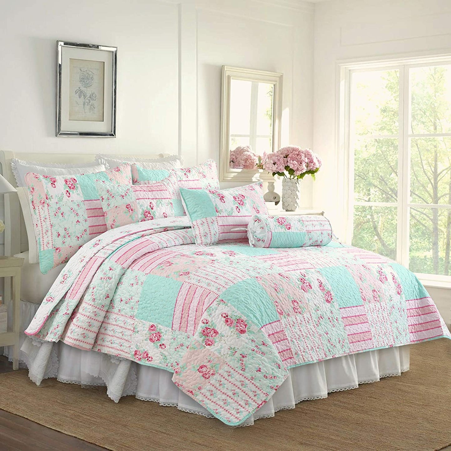Tiffany Pink Blossom Floral Garden Girl Decor Throw Pillows (Set of 3)