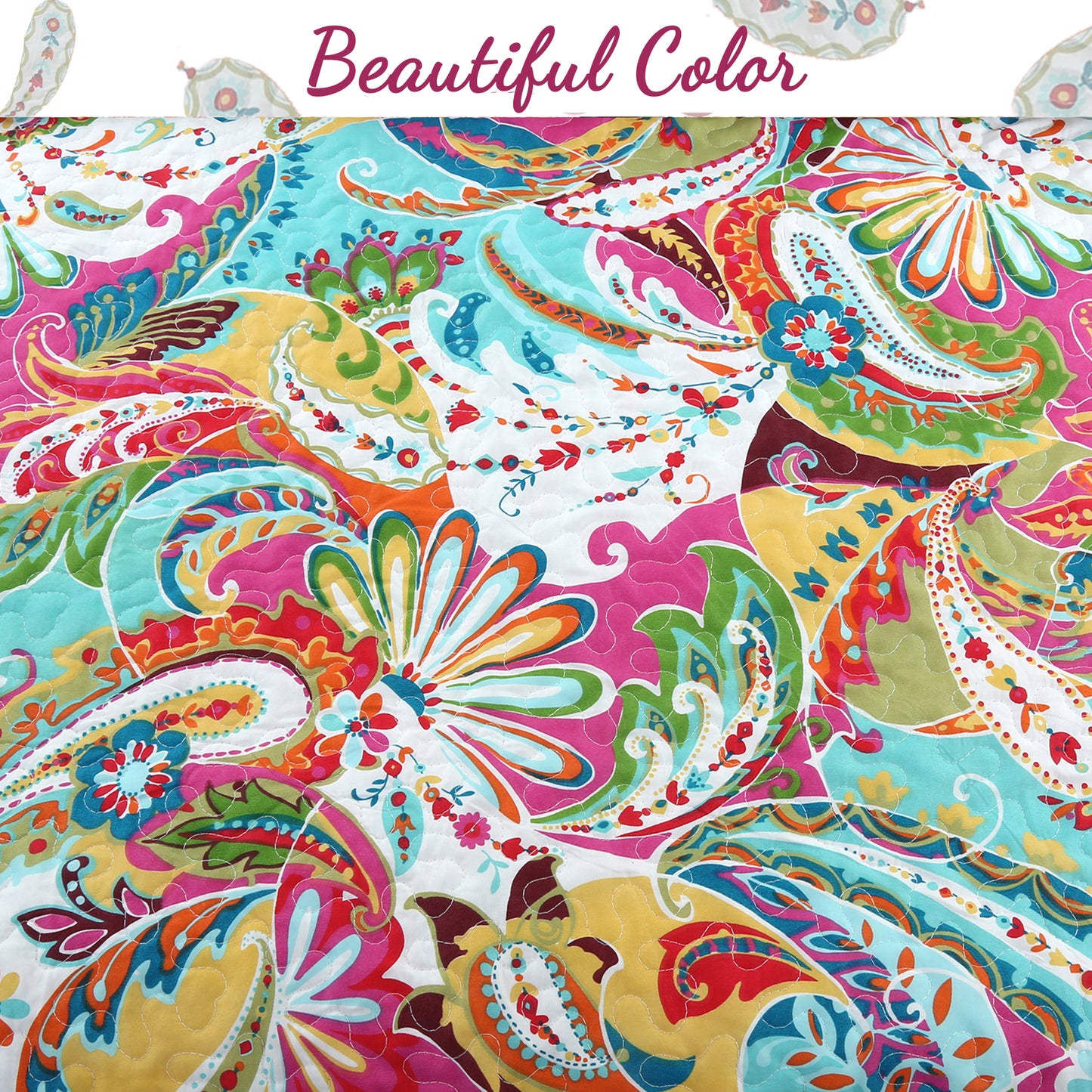 Flourish Multicolor 3-Piece Reversible Quilt Bedding Set