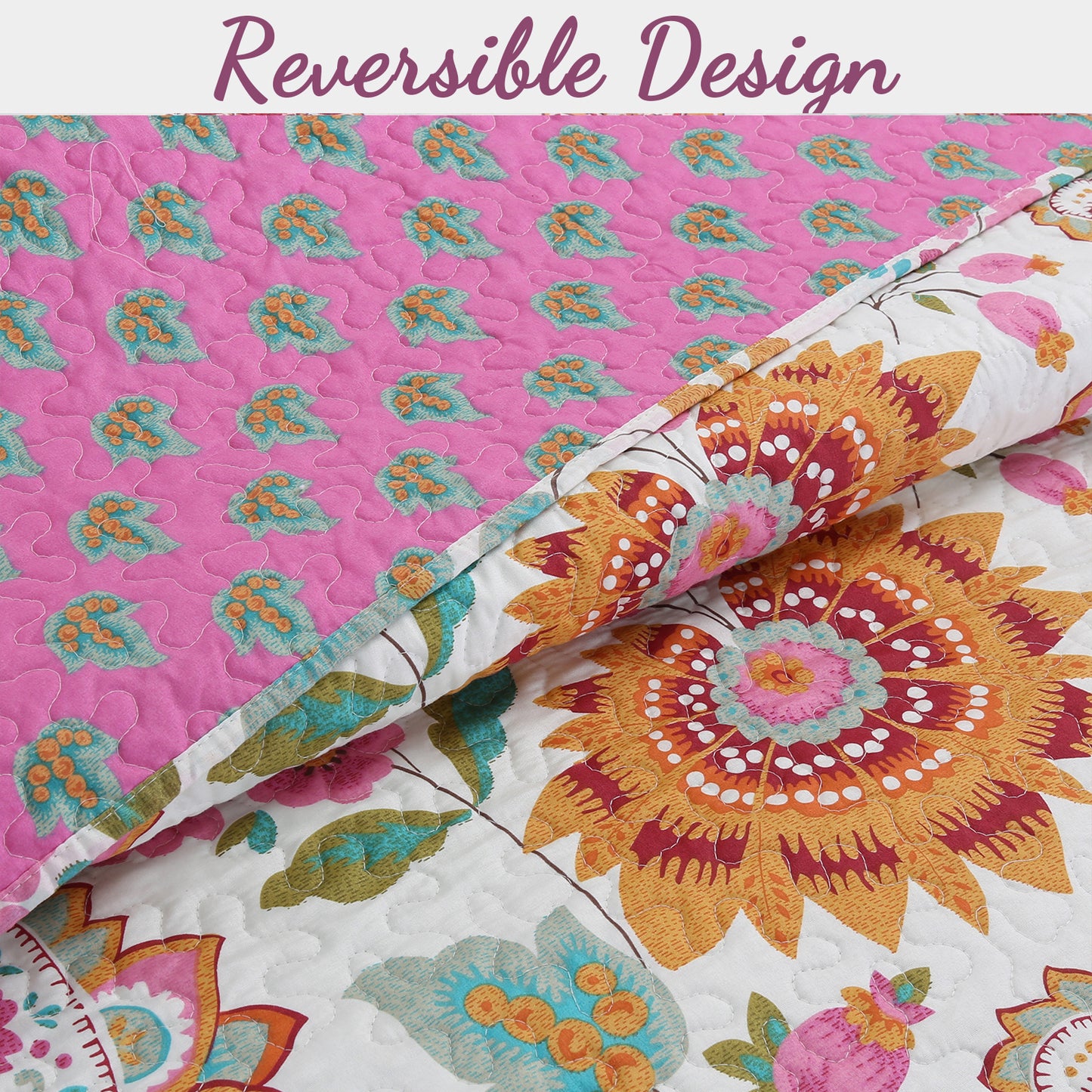 Victoria Floral Paisley 3-Piece Reversible Quilt Bedding Set