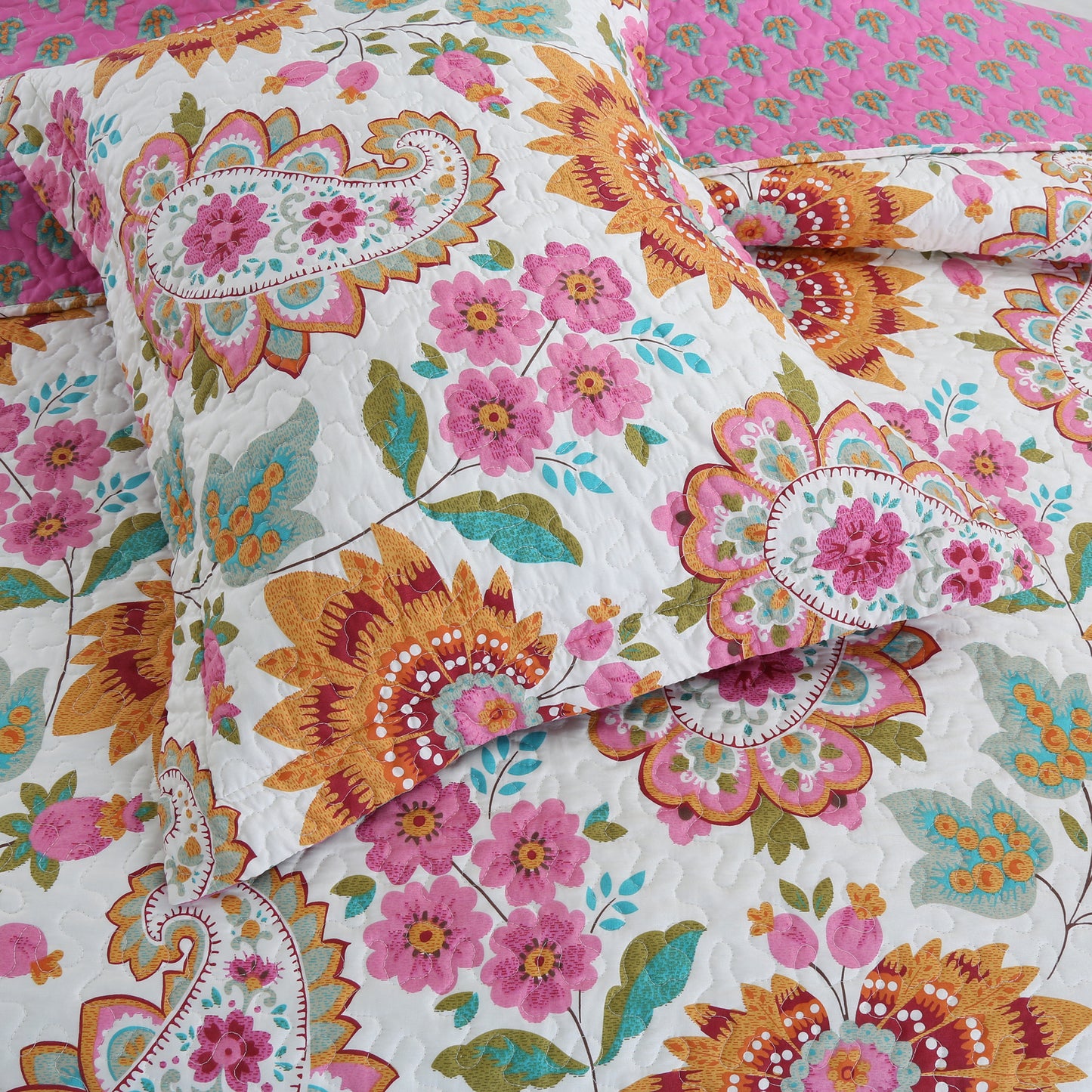 Victoria Floral Paisley 3-Piece Reversible Quilt Bedding Set
