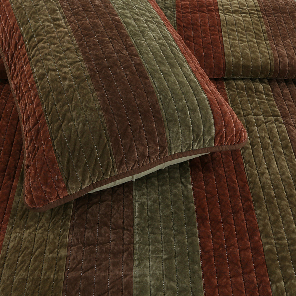 Rhett Brown Striped 3-Piece Reversible Quilt Bedding Set