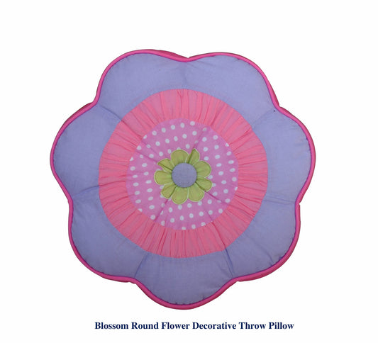 Blossom Floral Pink Purple Novelty Flower Round Decor Throw Pillow