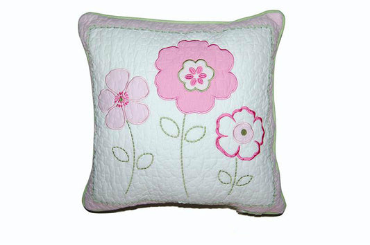 Greta Floral Stripe Pink Embroidered Square Decor Throw Pillow