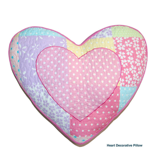 Pink Owl Patchwork Embroidered Heart Novelty Decor Throw Pillow